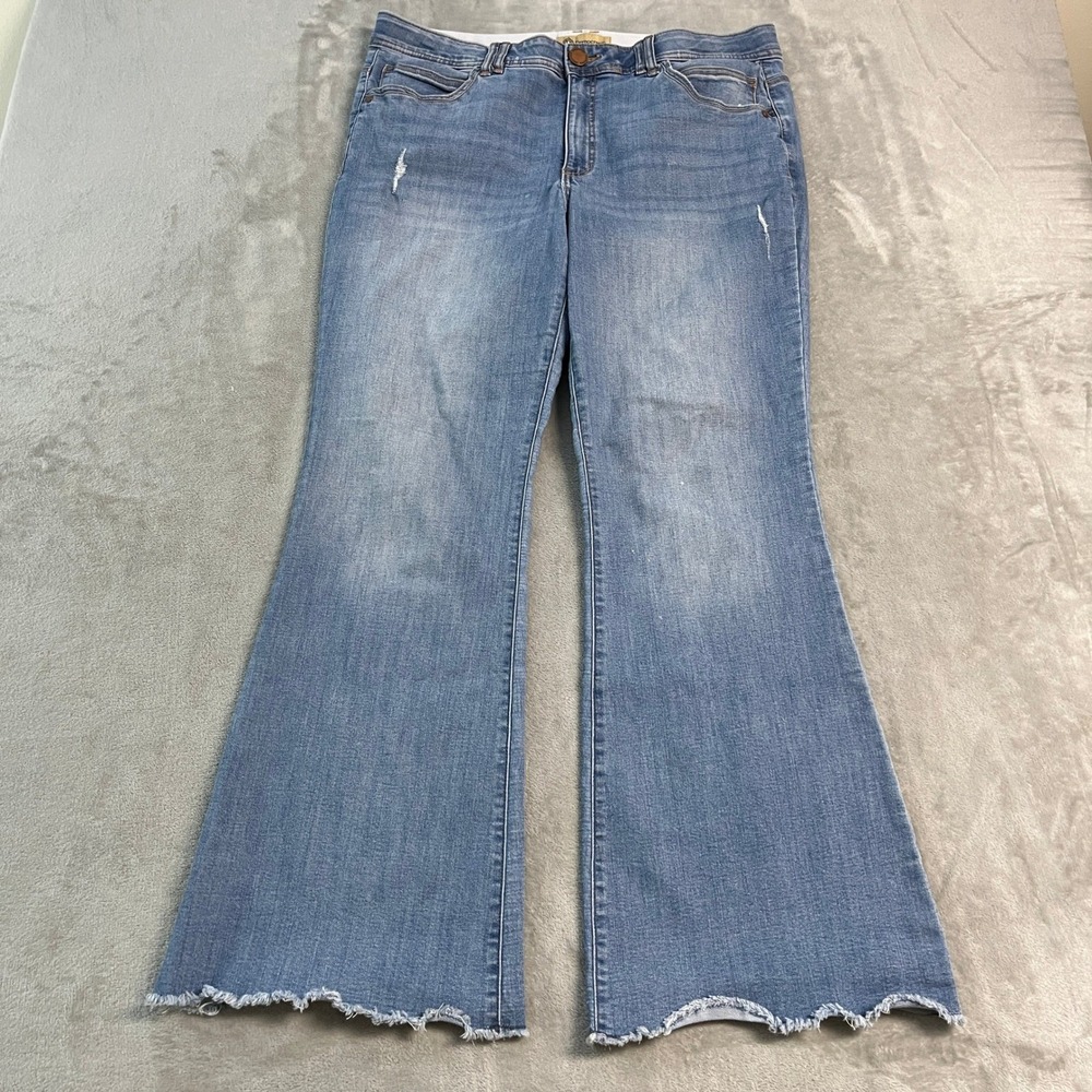 Democracy Ab Technology Flare Bootcut Jeans Light Wash Raw Hem 16 Distressed